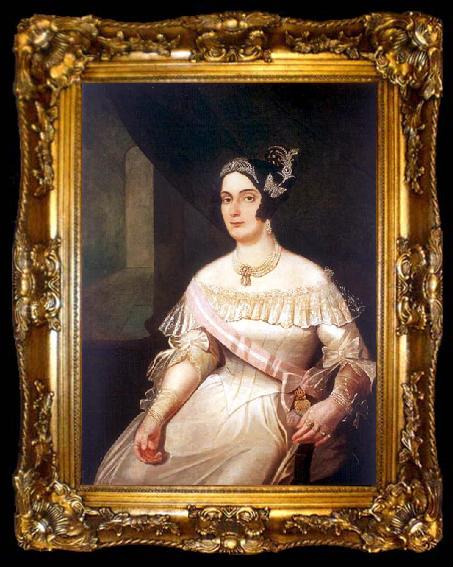 framed  Francisco Pedro do Amaral Portrait of Domitila de Castro Canto e Melo, Marquise of Santos, ta009-2